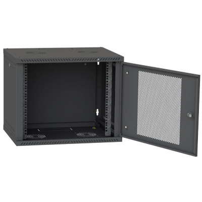 IPCOM 9U 600x600 Шафа телекомунікаційна двері перф (чорна)