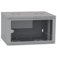 IPCOM 6U 600x600 Шафа телекомунікаційна двері скло (сірий)