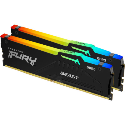 Модуль пам'яті для комп'ютера DDR5 64GB (2x32GB) 6000 MHz Beast RGB Kingston Fury (ex. HyperX) (KF560C30BBAK2-64)