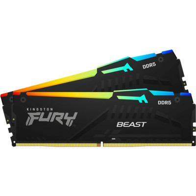 Модуль пам'яті для комп'ютера DDR5 64GB (2x32GB) 6000 MHz Beast RGB Kingston Fury (ex. HyperX) (KF560C30BBAK2-64)