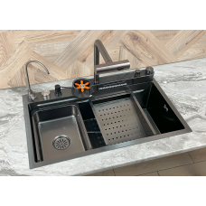 Кухонна мийка з нержавіючої сталі Kroner Platinum Handmade SP7545DB Nano Black