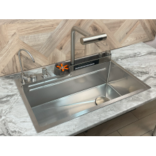 Кухонна мийка з нержавіючої сталі Kroner Platinum Handmade SP7545DB Brushed Silver
