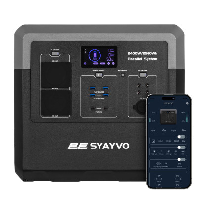 Портативна електростанція 2Е Syayvo 2400 Вт, 2560 Вт/год, WiFi/BT, паралельне підключення, швидка зарядка